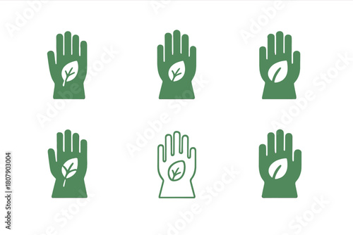 Eco Cleaning Icons. Using Eco-Friendly Cleaning Products. Icon set. Set Logo of Eco Cleaning: spray bottle with leaf symbol. harmonious logo variations of the