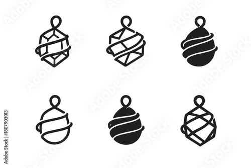 Jewelry Logo Variations. Creating jewelry. Icon set. Set Logo of creating jewelry: artisan hand holding a gemstone with sparkle. harmonious logo variations of