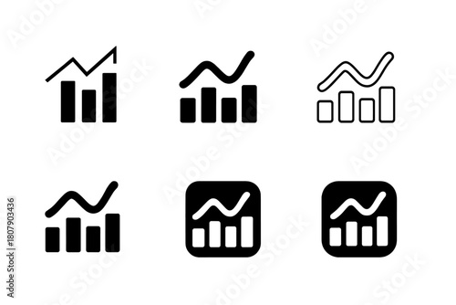 Retail Trend Emblems. Retail trend graph. Set Logo of Retail trend graph: Seasonal sales wave. Icon set. harmonious logo variations of the same emblematic