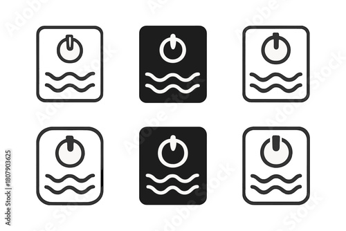 Dishwasher Panel Icons. Dishwasher Panel. Icon set. Set Logo of Dishwasher Panel: Knobs and Dials. harmonious logo variations of the same emblematic concept,