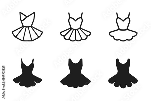 Circus Costume Icons. Circus costumes. Icon set. Set Logo of circus costumes: jester hat and collar. harmonious logo variations of the same emblematic concept,