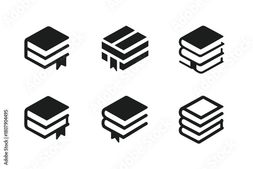 Best-seller Logo Designs. Best-seller lists. Icon set. Set Logo of best-sellers: stacked books with ribbon. harmonious logo variations of the same emblematic