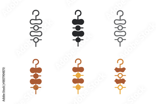 Food Truck Icons. Street food and food trucks. Icon set. Set Logo of street food and food trucks: kebab skewer. harmonious logo variations of the