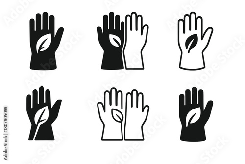 Eco Cleaning Icons. Using Eco-Friendly Cleaning Products. Icon set. Set Logo of Eco Cleaning: spray bottle with leaf symbol. harmonious logo variations of the