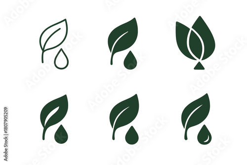 Natural Skincare Emblems. Natural beauty treatments and skincare for health. Icon set. Set Logo of Natural beauty treatments and skincare for health: herbal