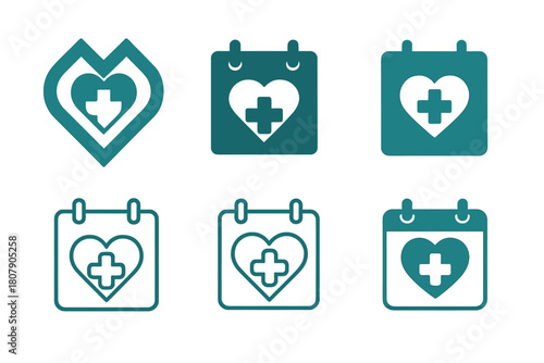 Chronic Care Logo Set. Chronic disease management and health support. Icon set. Set Logo of Chronic disease management and health support: continuous care