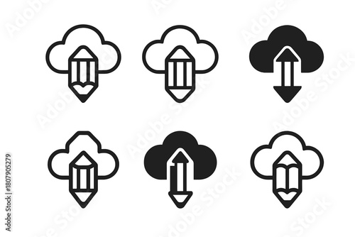 Digital Logo Set. Digital content creation services. Icon set. Set Logo of Digital content creation services: cloud-based content platform. harmonious logo