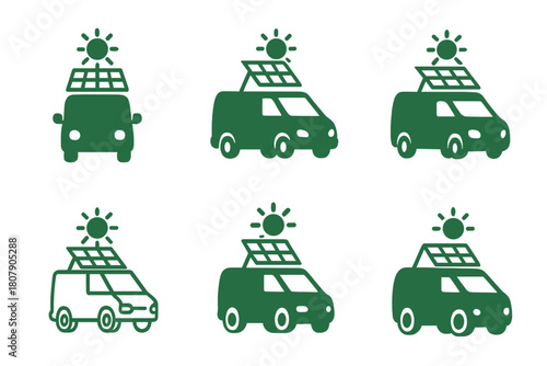 Eco Transport Logos. Eco-friendly transport. Icon set. Set Logo of eco-friendly transport: electric scooter. harmonious logo variations of the same emblematic