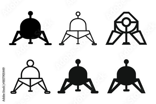 Venus Exploration Logos. Venus exploration. Icon set. Set Logo of Venus exploration: Venus planet sphere. harmonious logo variations of the same emblematic