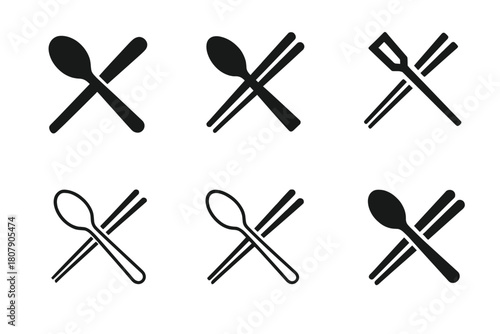 Fusion Cuisine Logos. Cuisine fusions. Icon set. Set Logo of cuisine fusions: chef hat with two flags. harmonious logo variations of the same emblematic