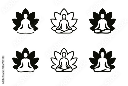 Mandala Logo Variations. Spiritual growth and finding purpose. Icon set. Set Logo of Spiritual growth and finding purpose: mandala symbol. harmonious logo