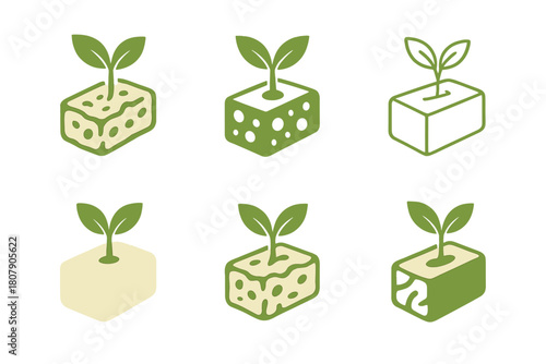 Eco-Friendly Logo Variations. Inspirational design with ecology materials trend. Icon set. Set Logo of Inspirational design with ecology materials trend: