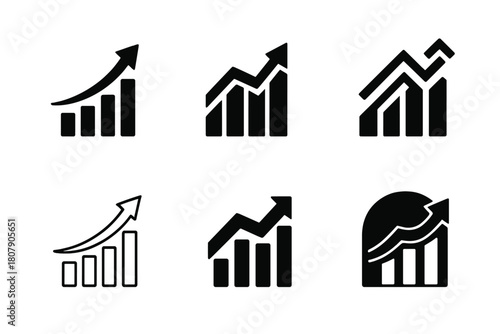 Economic Recovery Logos. economic recovery after crises. Icon set. Set Logo of economic recovery after crises: upward arrow emerging from broken