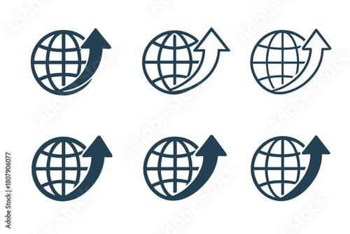 Global Business Logos. International business expansion and global markets. Icon set. Set Logo of international business expansion and global markets: global