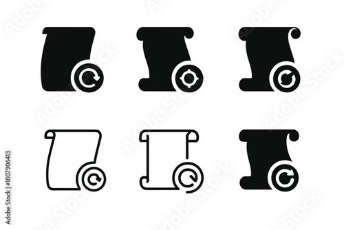 Preservation Logo Variations. Cultural, historical, and scientific preservation efforts. Icon set. Set Logo of document restoration: parchment