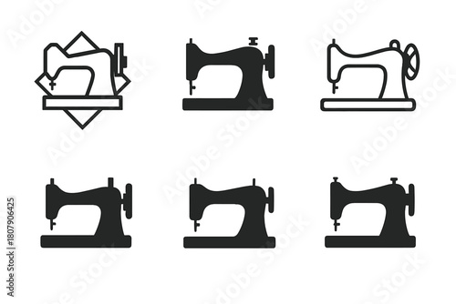 Vintage Apparel Emblems. vintage clothing. Icon set. Set Logo of vintage clothing: antique sewing machine. harmonious logo variations of the same emblematic