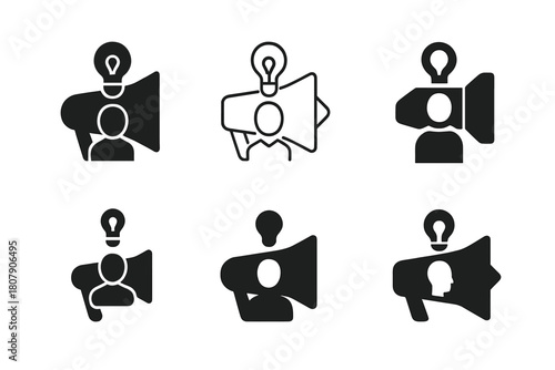 Startup Marketing Icons. Marketing strategies for startups and small businesses. Icon set. Set Logo of marketing strategies for startups and small businesses: