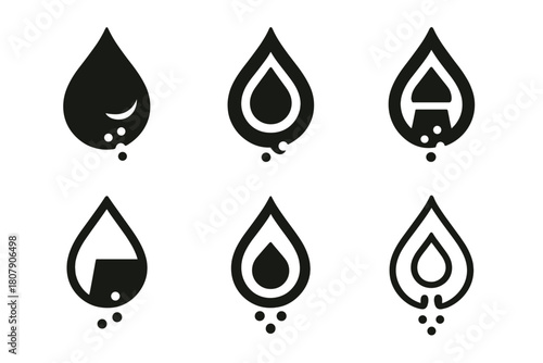 Taste Icon Set. How we taste food. Icon set. Set Logo of how we taste food: droplet symbolizing sweetness and saltiness. harmonious logo variations of the same