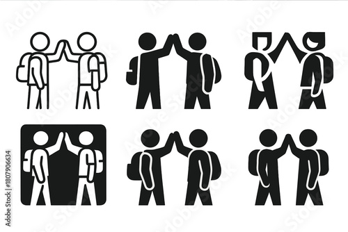 University Event Icons. Student orientations and welcome events at universities. Icon set. Set Logo of Student orientations and welcome events at universities: