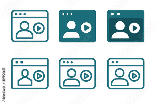 Technology Learning Icons. Learning new technologies. Icon set. Set Logo of Learning new technologies: online course window. harmonious logo variations of the