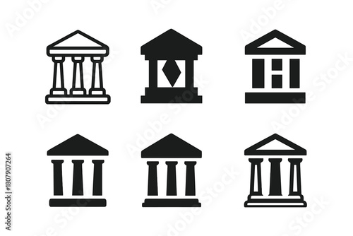 Heritage Icon Variations. Cultural, historical, and scientific preservation efforts. Icon set. Set Logo of cultural heritage: ancient temple. harmonious logo
