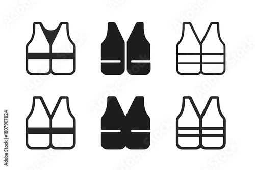 Risk Management Logos. Corporate risk management and insurance strategies. Icon set. Set Logo of Risk management: Safety vest. harmonious logo variations of