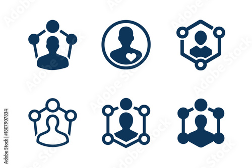 Chronic Care Icon Set. Chronic disease management and health support. Icon set. Set Logo of Chronic disease management and health support: patient with