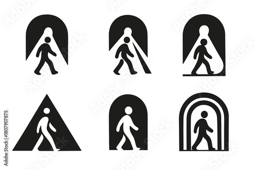 Spiritual Growth Icons. Spiritual growth and well-being. Icon set. Set Logo of Spiritual growth and well-being: Person in prayer. harmonious logo variations of