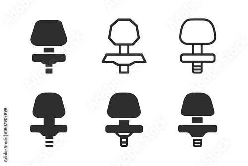 Roller Skate Stopper Icons. Roller skate stopper. Icon set. Set Logo of roller skate stopper: quad skate brake mechanism. harmonious logo variations of the