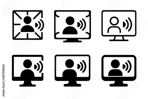 Accessible UI Icons Grid. Accessible user interface (UI) design. Icon set. Set Logo of accessible user interface (UI) design: screen reader icon. harmonious