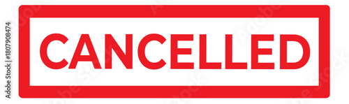 Red cancelled stamp label icon – bold cancellation sign for documents, payments and status notifications