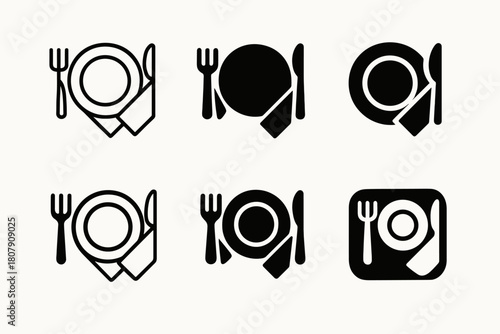 Comfort Food Logos. Comfort food and traditional dishes. Icon set. Set Logo of comfort food and traditional dishes: steaming mug of cocoa