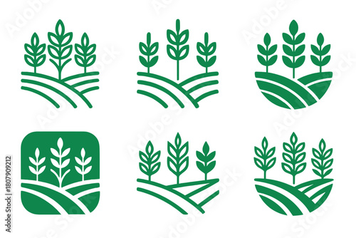 Multi-Cropping Logo Variations. Multi-Cropping Systems. Icon set. Set Logo of Multi-Cropping: sustainable farming layout. harmonious logo variations of the