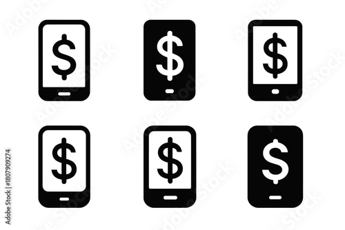 Finance App Icons. Managing finances with an app. Icon set. Set Logo of managing finances with an app: credit card and analytics chart. harmonious logo