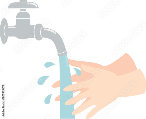 手を水洗いする