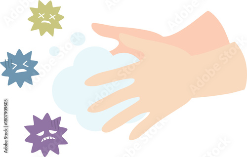 手洗いでばい菌を洗い流す