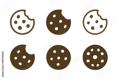 Baking Cookies Icons. Baking cookies. Icon set. Set Logo of Baking cookies: Baked cookies. harmonious logo variations of the same emblematic concept (Stylized
