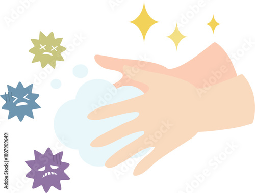 手洗いでばい菌を洗い流す