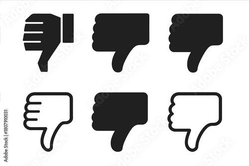 Constructive Feedback Icons. Feedback tone perception. Icon set. Set Logo of Thumbs Down: Constructive criticism. Abstract geometric, Filled silhouette, Flat