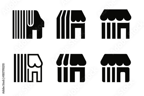 E-commerce Impact Icons. the influence of online shopping on brick-and-mortar stores. Icon set. Set Logo of the influence of online shopping on