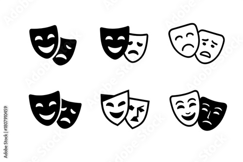 Parody Skit Logos. Parody skit. Icon set. Set Logo of parody skit: stage spotlight and performer. harmonious logo variations of the same emblematic concept,