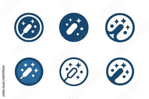 Bioluminescent Logo Variations. Bioluminescence and human applications. Icon set. Set Logo of Bioluminescence: glowing medical symbol inspired by light cells.