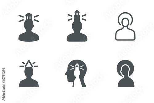 Quiet Leadership Logos. Quiet leadership. Icon set. Set Logo of quiet leadership: guiding light symbol. harmonious logo variations of the same emblematic