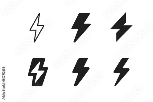 Mythology Logo Variations. Mythology stories. Icon set. Set Logo of mythology stories: thunderbolt. harmonious logo variations of the same emblematic concept,