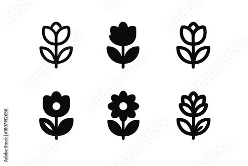 Garden Logo Variations. Garden. Icon set. Set Logo of garden: tree sapling. harmonious logo variations of the same emblematic concept, each with different