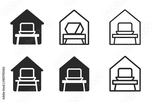 Home Activity Icons. Home activities. Icon set. Set Logo of home activities: open book. harmonious logo variations of the same emblematic concept, each with