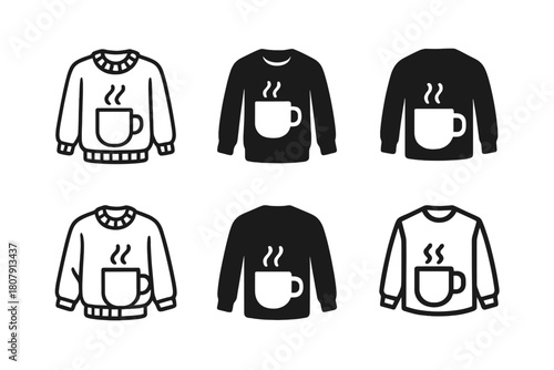 Work-from-Home Icons. work-from-home fashion. Icon set. Set Logo of work-from-home fashion: slippers and headset combo. harmonious logo variations of the same