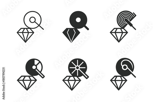 Jewelry Logo Variations. Creating jewelry. Icon set. Set Logo of creating jewelry: artisan hand holding a gemstone with sparkle. harmonious logo variations of