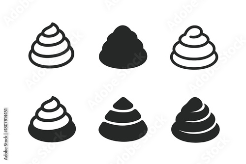 Mashed Potato Icons. Mashed potato mound. Icon set. Set Logo of mashed potato mound: swirl-patterned mashed potatoes served in a bowl. harmonious
