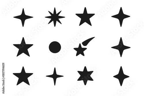 Famous Star Icons. Famous stars. Solid icon set of Famous stars: Sirius, Polaris, Betelgeuse, Vega, Rigel, Proxima Centauri, Altair, Antares, Deneb, Arcturus,